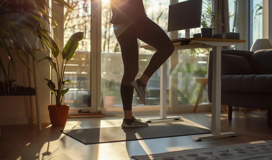 Adjustable standing desk from Desktronic that helps to improve physical health