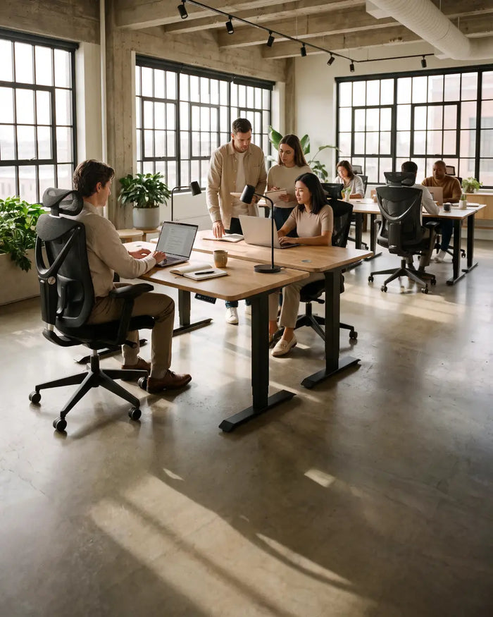 How much space should you leave between desks?